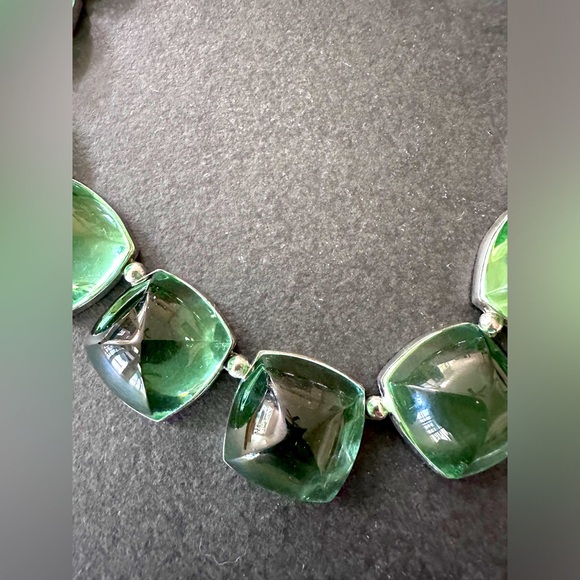 Authentic BACCARAT set green MEDICIS Crystal Sterling Necklace & Bracelet. - Picture 5 of 13